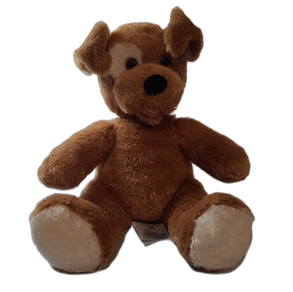 Build‑A‑Bear Workshop Floppy Eared 14" Brown Puppy Dog – White Eyes & Feet
